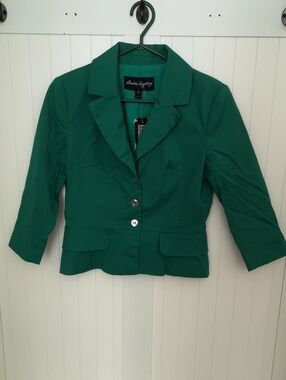 NWT Sandra Angelozzi Career Blazer Size 36 Green 3 Button Lined Made in Canada